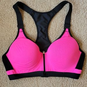 VSX Sport Neon Pink Black Knockout Zip Bra